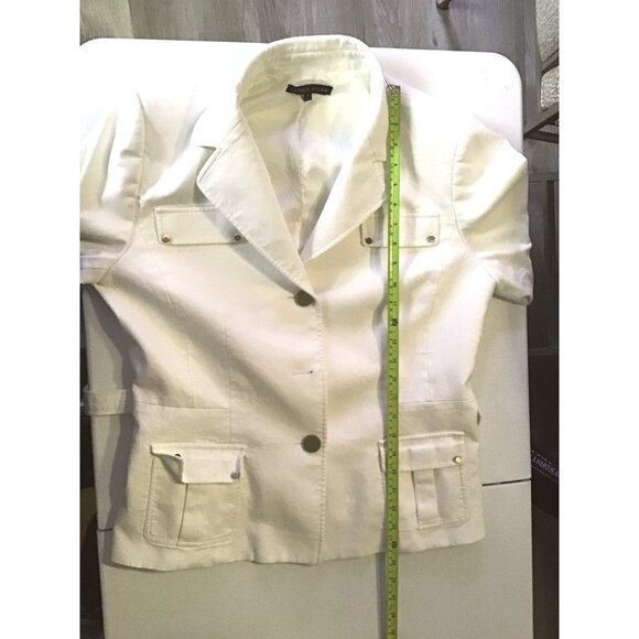 ANTONIO MELANI- WOMENS WHITE BUTTON CLOSURE BLAZER JACKET SIZE 14 - Picture 6 of 8